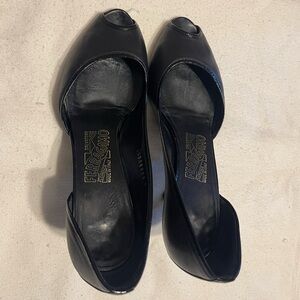 Salvatore Ferragamo Women's Black Peep Toe Heels